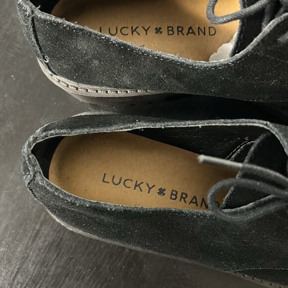 Lucky Brand Ibira Oxford Platform Boots -6M - Black Genuine Suede Leather - Picture 6 of 7